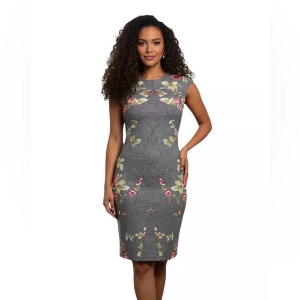 Alexander McQueen Black and Pink Floral Mini Dress